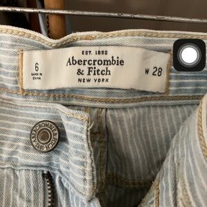 Abercrombie & Fitch Light Blue Striped Jean Shorts